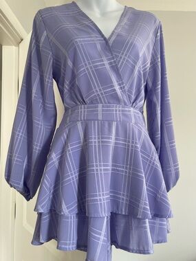 Women's Lavender Plaid Wrap Jumpsuit